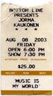 2003-08-08 Ticket Early Show